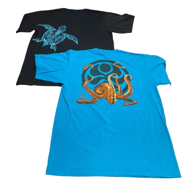 Hawaiian IsIand Creations Mens L Shirt Sea Turtle Honu Octopus Tako Lot … - Picture 1 of 15